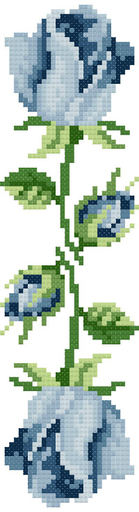 bookmark 6 blue roses cross stitch image