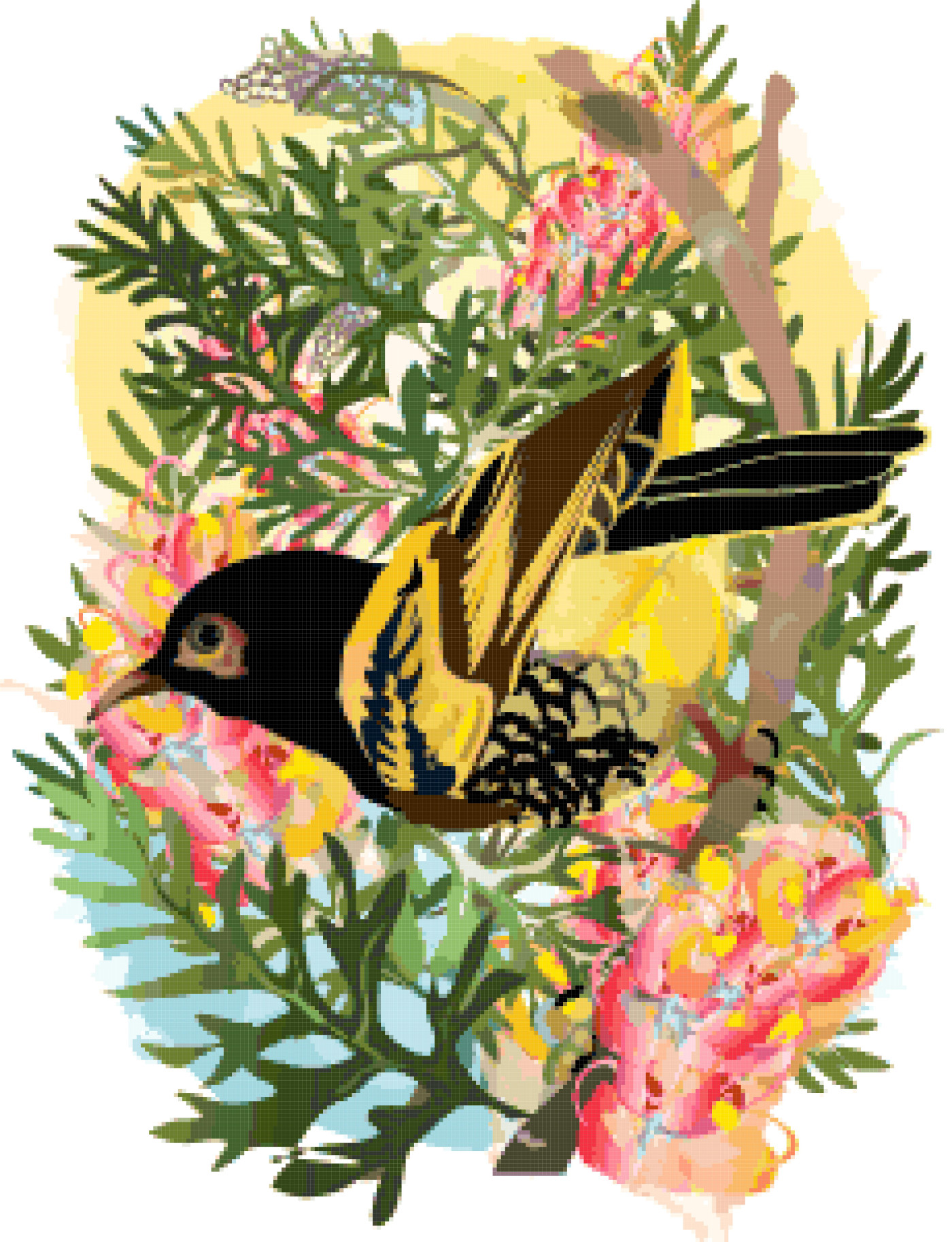 bird painting cross stitch image